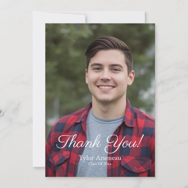 Simple Photo Thank you Graduation Personalize Card (Front)