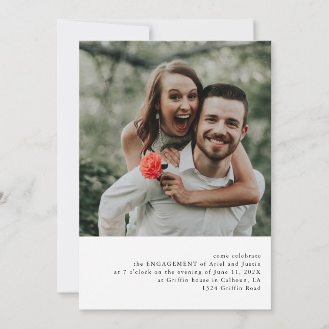 Simple Photo Theme Engagement Party Invitation (Front)