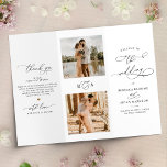 Simple Photo Tri-Fold Wedding Ceremony Program<br><div class="desc">Designed to coordinate with our Classic BnW wedding collection,  this customizable Ceremony program,  features a sweeping script calligraphy text paired with a classy serif font in black. Background & text colors can be changed to match any color theme. Matching items available.</div>