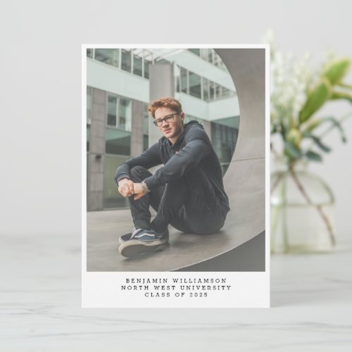 Simple Photo Typewriter Typography Graduation Announcement