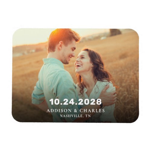 Simple Photo Typography Save the Date Wedding Magnet