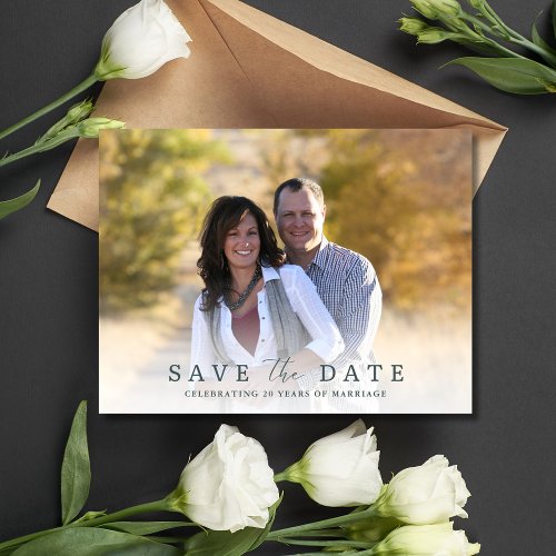 Simple Photo Vow Renewal Save the Date Announcement Postcard