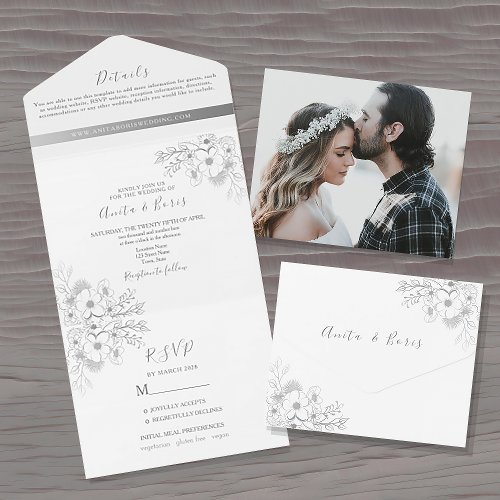 Simple Photo Wedding All In One Invitation