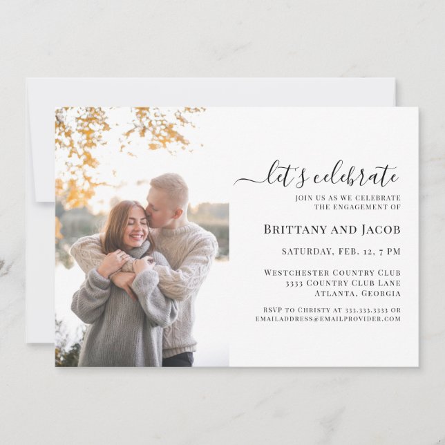 Simple Photo Wedding Engagement Party Invitation (Front)