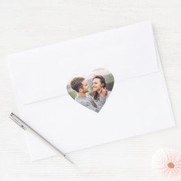 Simple Photo Wedding Label, Photograph Heart Sticker