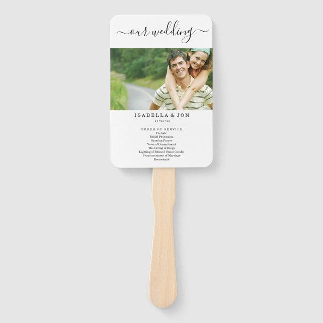 Simple Photo Wedding Mass / Ceremony Program Fan (Front)