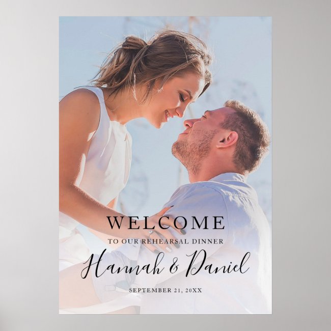 Simple Photo Wedding Rehearsal Dinner Welcome Poster