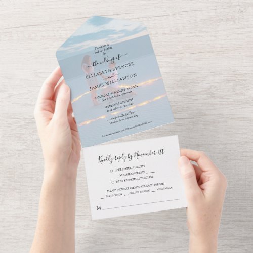 Simple Photo Wedding RSVP All In One Invitation