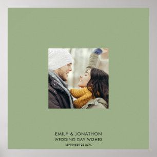 Simple Photo Wedding Sage green Signature Poster