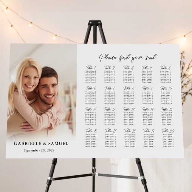 Simple Photo Wedding Seating Chart Foam Board (In Situ (Stand))