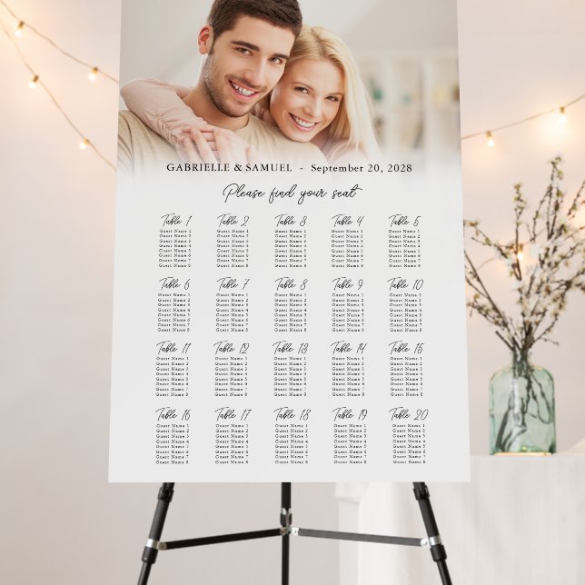 Simple Photo Wedding Seating Chart Foam Boards (In Situ (Stand))