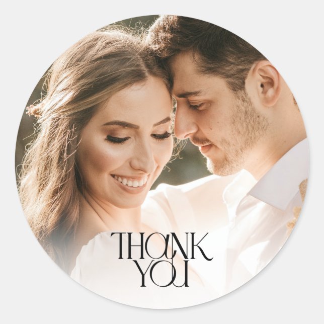 Simple Photo Wedding Thank You Favor Stickers (Front)