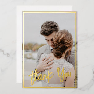 Simple Photo Wedding Thank You Foil Holiday Card
