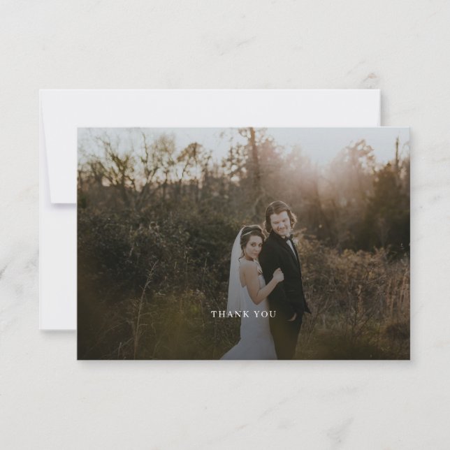 Simple Photo Wedding Thank You Note Card (Front)