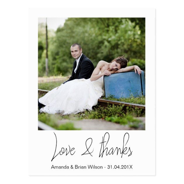 Simple Photo Wedding Thank You Postcard