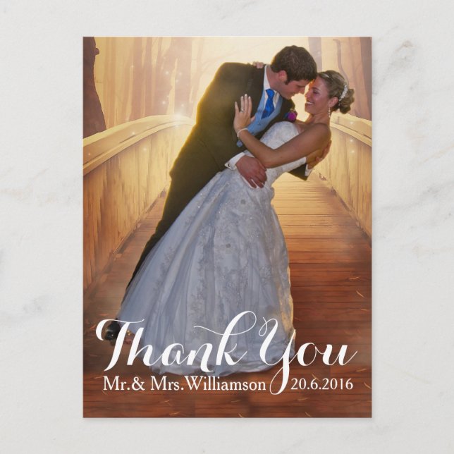Simple Photo Wedding Thank You Postcard (Front)