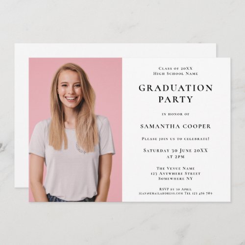 Simple photo White Graduation Party Invitation