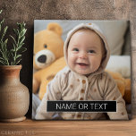 Simple Photo with Black Color Block for Text Ceramic Tile<br><div class="desc">You can use a square photo for this design. Add a name,  reunion,  year -- really any text that fits into the black box and white text. If you need to adjust the pictures,  click on the customize tool to make changes.</div>