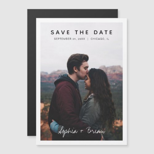Simple Photo with White Border Save the Date Magnetic Invitation