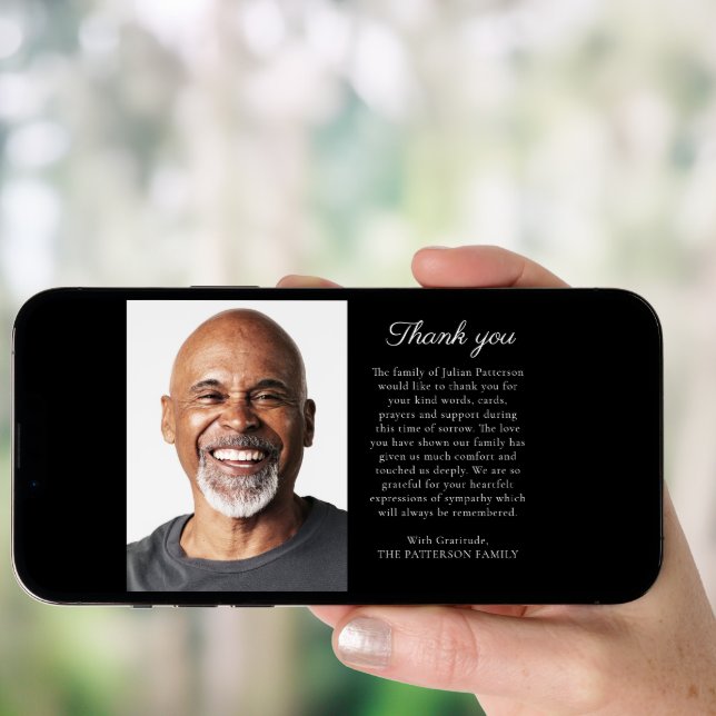 Simple Photo Your Message Funeral Thank You Card (Front Digital)