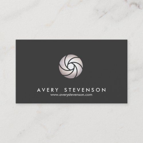 Simple Photographer Shutter Lens Logo Black Business Card Templates