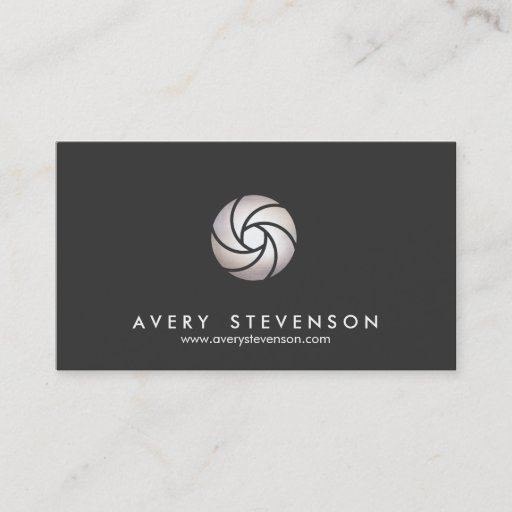 Customizable Simple Photographer Shutter Lens Logo Black Business Card Templates