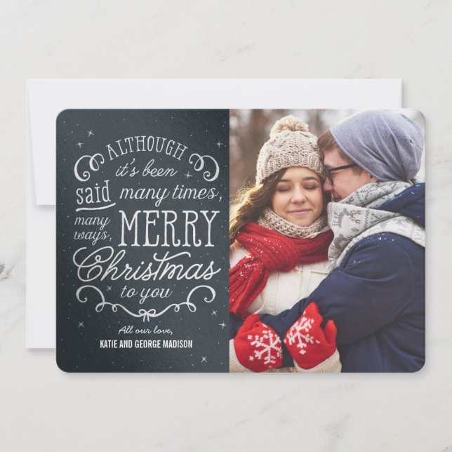 Simple Phrase Editable Color Christmas Photo Cards (Front)