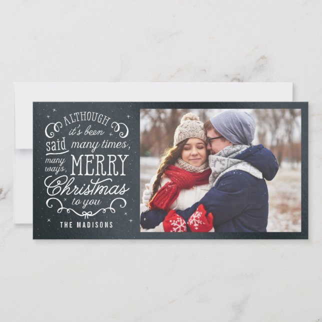 Simple Phrase Editable Color Holiday Photo Card (Front)