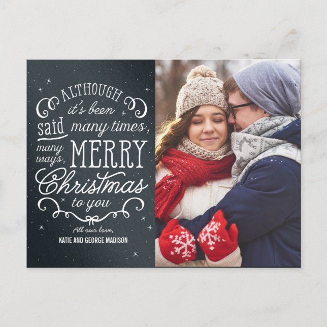 Simple Phrase Editable Color Holiday Photo Card (Front)