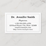 [ Thumbnail: Simple Physician Business Card ]