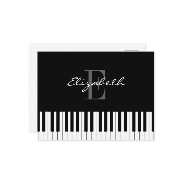 Simple Piano Monogram Design Postcard (Front/Back In Situ)