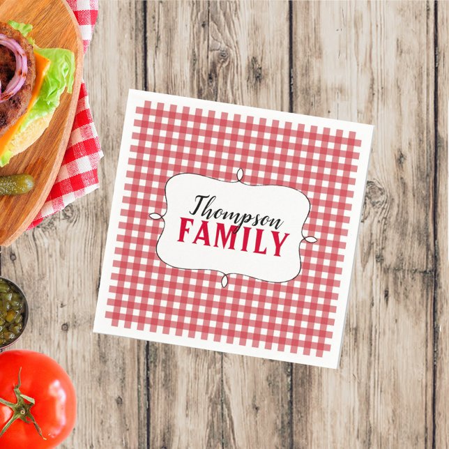 Simple Picnic Gingham Pattern Minimalist Summer Napkins (Creator Uploaded)