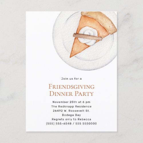 Simple Pie  Friendsgiving Dinner Party Invitation