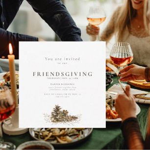 Simple Pine Cone Friendsgiving Invitation