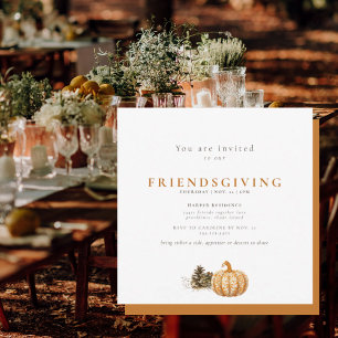 Simple Pine Cone Pumpkin Friendsgiving Invitation