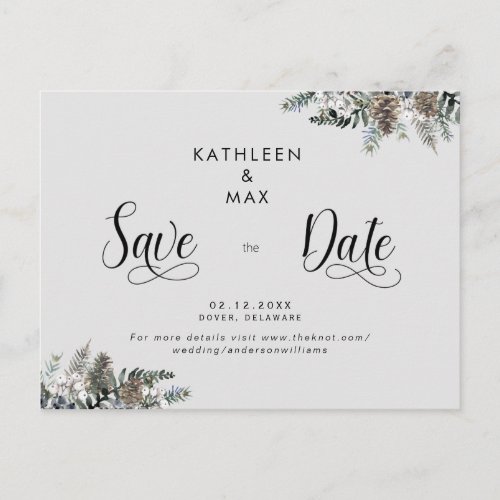 Simple Pine Cones Wedding Save the Date  Announcement Postcard