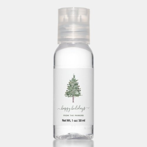 Simple Pine  Happy Holidays with Christmas Tree Hand Sanitizer