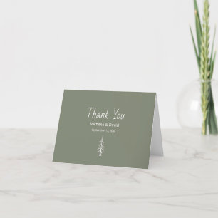 Simple Pine Tree Sage Green Modern Casual Wedding Thank You Card