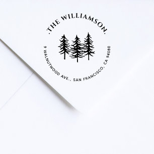 Simple Pine Trees Custom Family Return Address Self-inking Stamp
