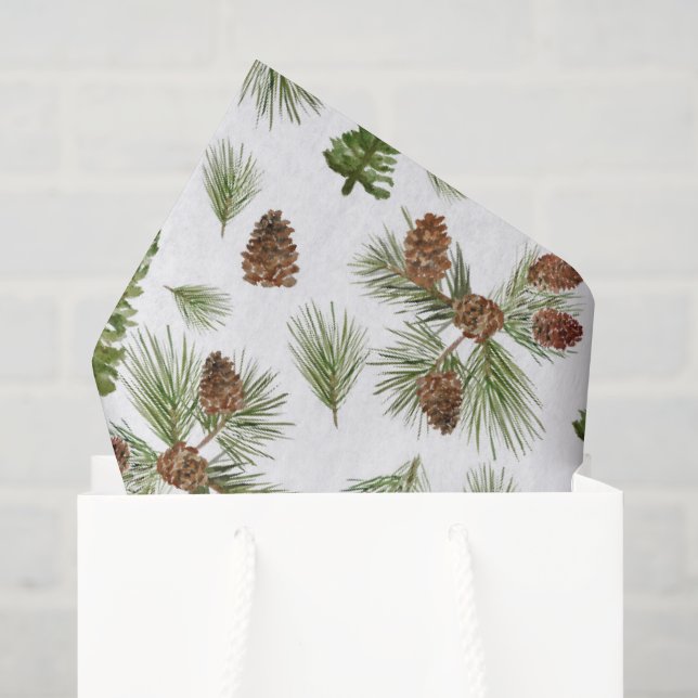 Simple Pine Trees Winter Greenery Pattern Tissue Paper (Gift Bag)