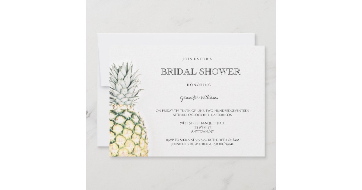 Simple pineapple bridal shower invitations | Zazzle