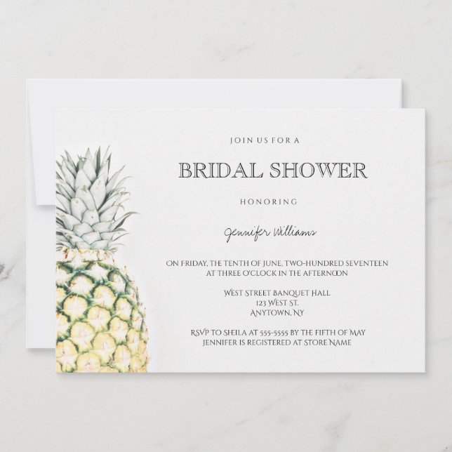 Simple pineapple bridal shower invitations (Front)