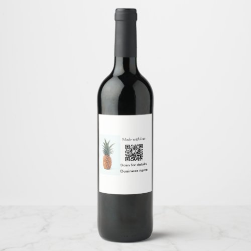 Simple pineapple fruit food q r code business deta wine label