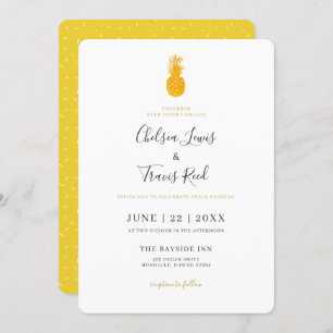 Simple Pineapple Hawaii Destination Wedding Invitation