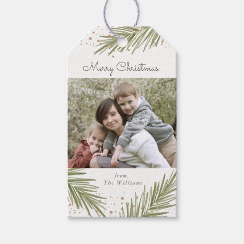 Simple Pines Christmas Photo Gift Tag