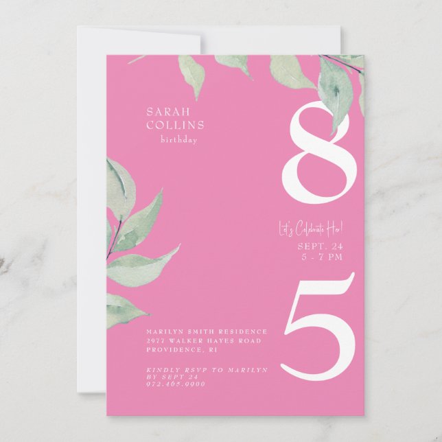 Simple Pink 85th Birthday Party Invitation (Front)