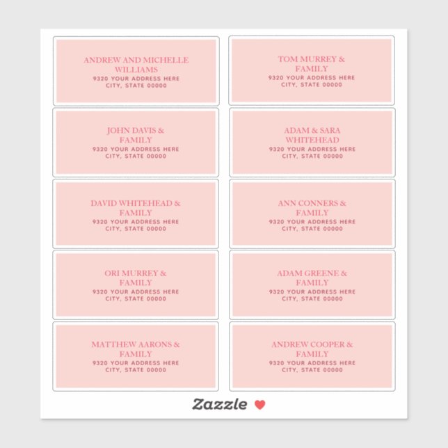 Simple Pink Address Labels (Sheet)