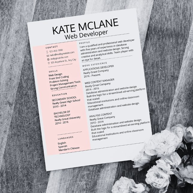 Simple Pink Aesthetic Creative Resume Template Letterhead (Creator Uploaded)