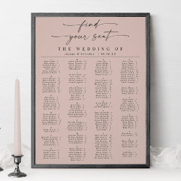 Simple Pink Alphabetical Wedding Seating Chart
