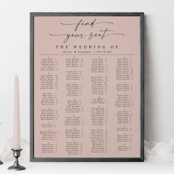 Simple Pink Alphabetical Wedding Seating Chart by GraphicBrat at Zazzle